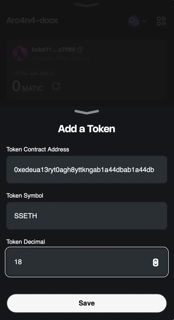 Add Token Contract Address