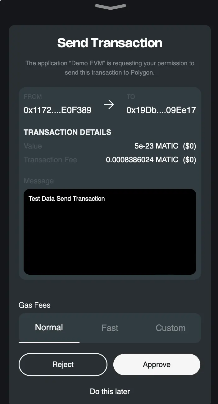 Send Transaction Details