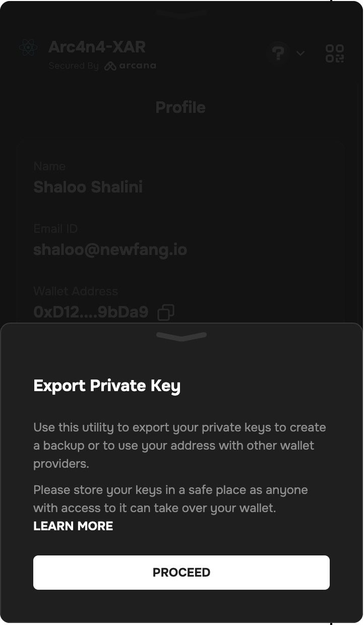 Confirm Key Export